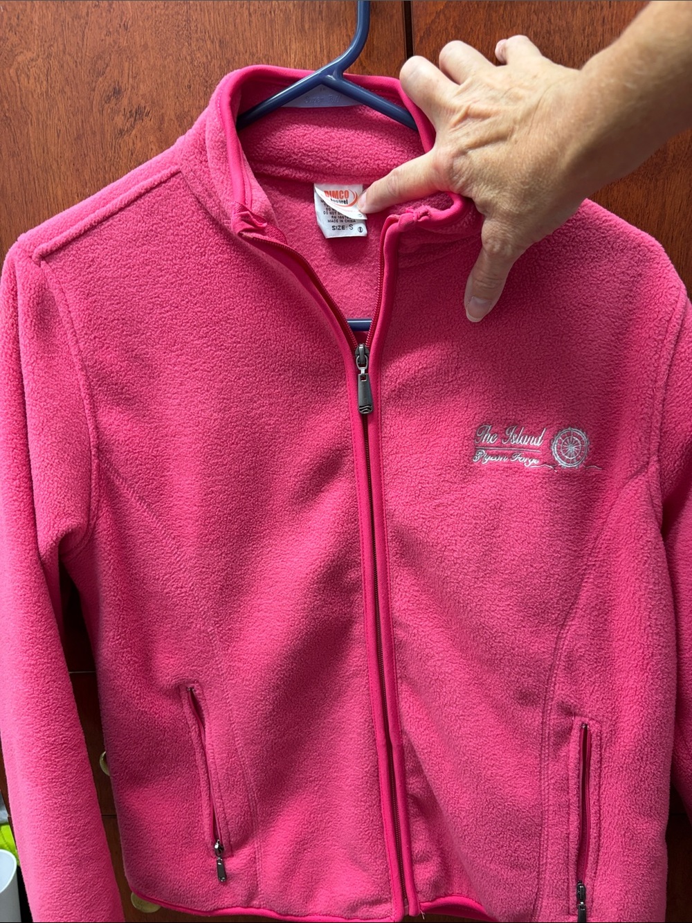 Pink Full-Zip Fleece Jacket with Embroidered Chest Logo